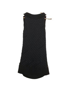 Marciano BLACK 100% silk mini dress open back silver metallic sewing size Small